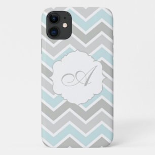 Blue and Grey Zigzag Chevron Monogram Case-Mate iPhone Case