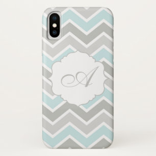Blue and Grey Zigzag Chevron Monogram Case-Mate iPhone Case