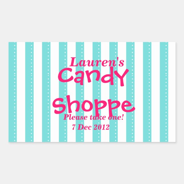 blue and hot pink Candy Shoppe Sticker (Front)