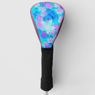 Blue and Hot Pink Succulent Underwater Sedum Golf Head Cover