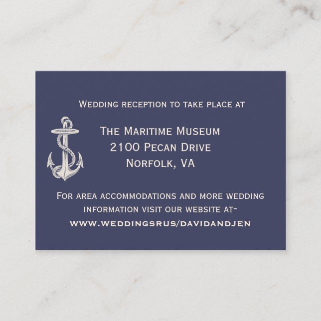 Blue and Ivory Nautical Wedding Enclosure Card (Front)