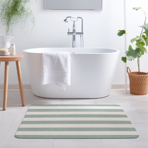 Blue and Ivory Stripes Modern Farmhouse Bath Mat