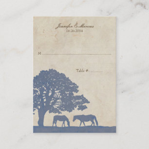 Blue and Ivory Vintage Horse Farm Place Card