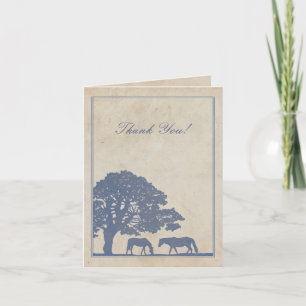 Blue and Ivory Vintage Horse Farm Thank You Card