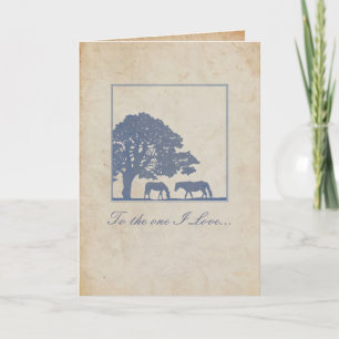 Blue and Ivory Vintage Horse Farm Wedding Card