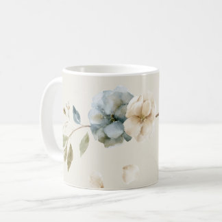 Blue and Ivory Watercolor Hydrangea Garland Coffee Mug
