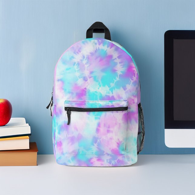 Blue and Lavender Tie Dye Pattern Custom Printed Backpack (Creator Uploaded)