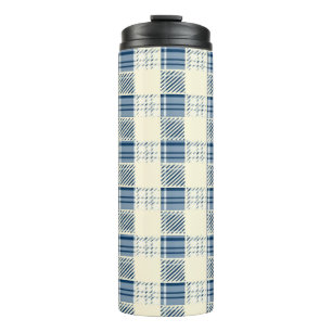 Blue and lemon Plaid Thermal Tumbler