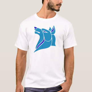 Blue and Light Blue Solid Wolf Head T-Shirt