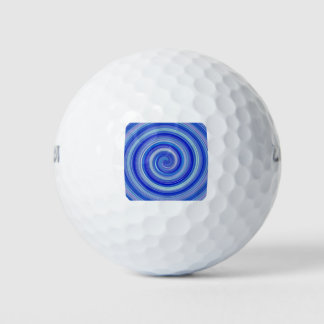 Blue and light blue spiral golf balls