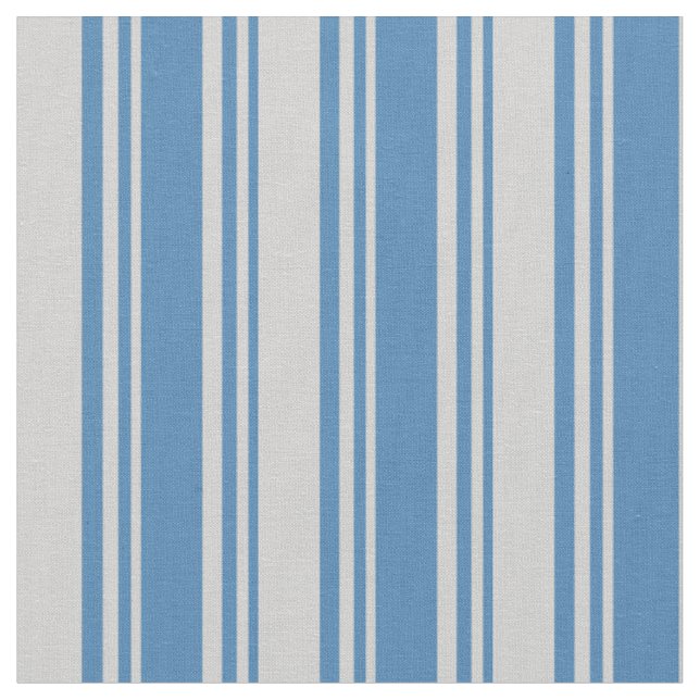 Blue and Light Grey Coloured Striped/Lined Pattern Fabric (Close Up)