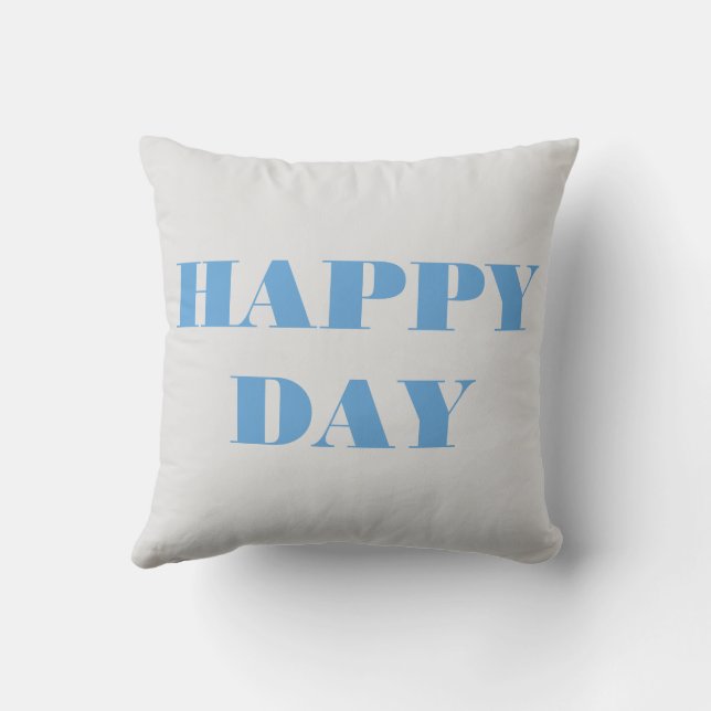 Blue And Light Grey Happy Day Cushion (Back)