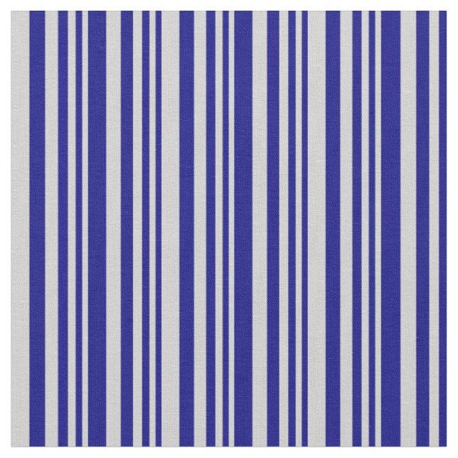 Blue and Light Grey Stripes Pattern Fabric (Close Up)