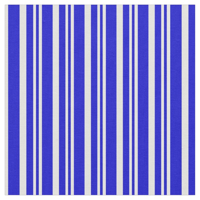 Blue and Light Yellow Coloured Pattern of Stripes Fabric (Close Up)