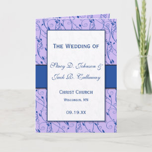 Blue and Lilac Wedding Program Invitation