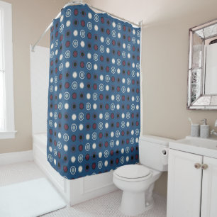Blue and Magenta Dots Shower Curtain