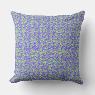 Blue and Mint Wave Pattern Modern Cushion