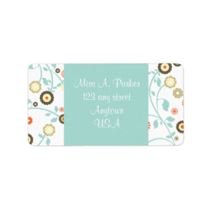 Blue and mocha floral Elegant Address labels