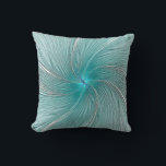 Blue and Modern Aqua String Flower Pillow<br><div class="desc">A modern design of a blue and aqua string flower swirling from its center.</div>