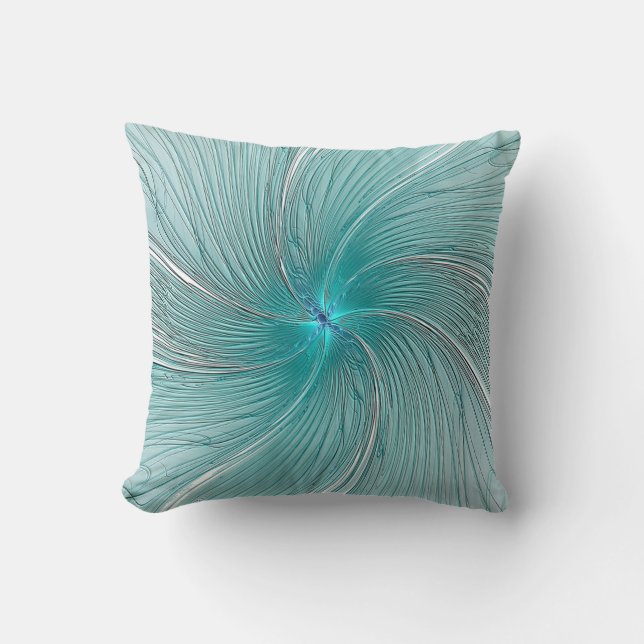 Blue and Modern Aqua String Flower Pillow (Front)