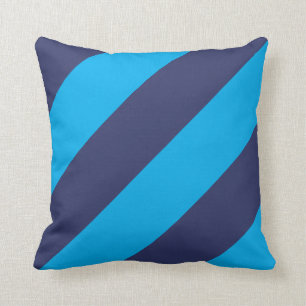 Blue and Navy Blue Striped Pillow 16" x 16"