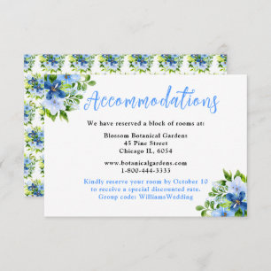 Blue and Navy Flowers with Foliage Enclosure Card
