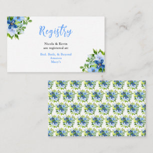 Blue and Navy Flowers with Foliage Enclosure Card