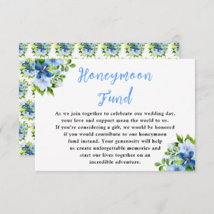 Blue and Navy Flowers with Foliage  Enclosure Card