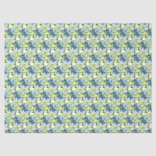 Blue and Navy Flowers with Foliage Tissue Paper