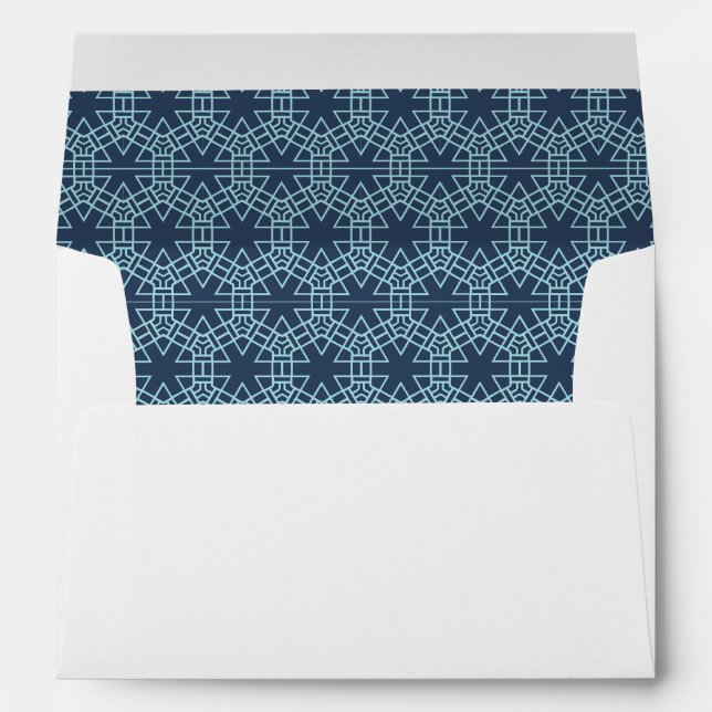 Blue and Navy Graphic Deco Pattern Envelope (Back (Bottom))