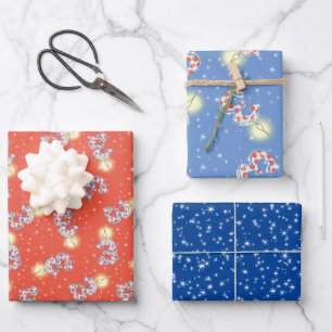 Blue and Orange 3rd Birthday Wrapping Paper 