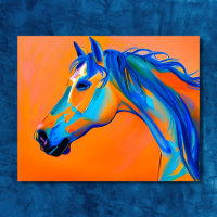 Blue and Orange Abstract Horse Art