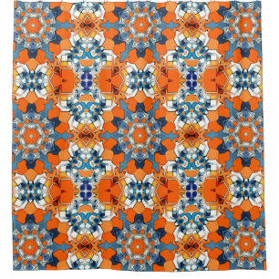 Blue And Orange Abstract Shower Curtain