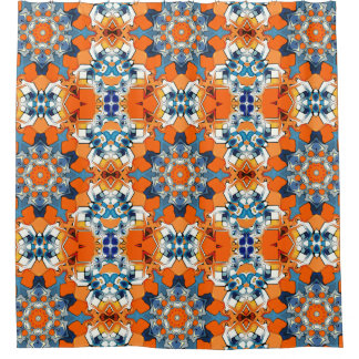 Blue And Orange Abstract Shower Curtain