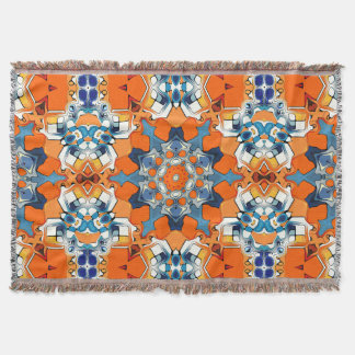 Blue And Orange Abstract Throw Blanket