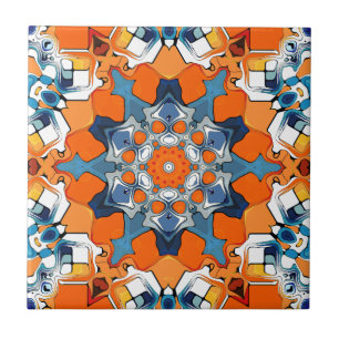 Blue And Orange Abstract Tile