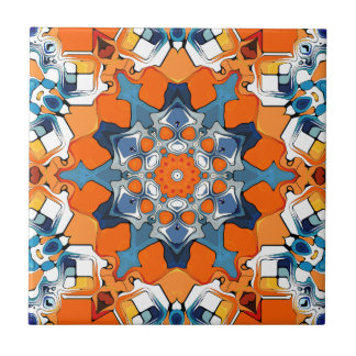 Blue And Orange Abstract Tile