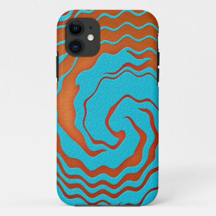 Blue and Orange Abstract Wave Art iPhone 11 Case