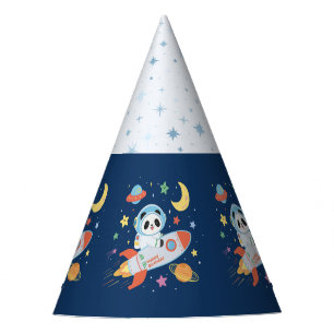blue-and-orange Astronaut Panda – Space Theme for Party Hat