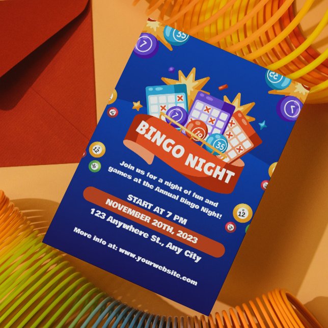 Blue and Orange Bingo Fun Night Invite Fundraiser (Creator Uploaded)
