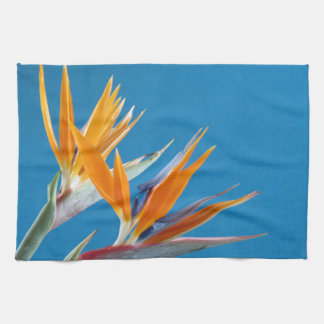 Blue and orange bright floral towell tea towel