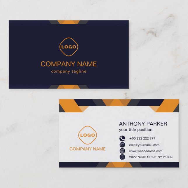 Blue And Orange  Business Card (Front/Back)