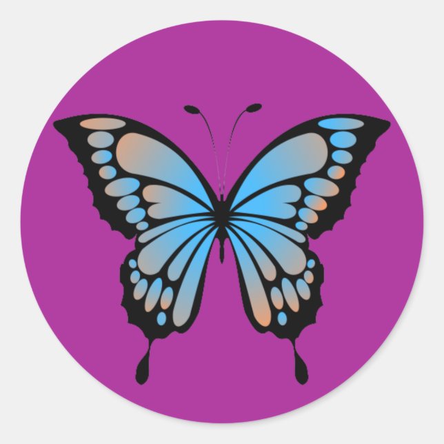  Blue and Orange Butterfly Sticker (Front)