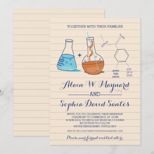 Blue and Orange Chemistry Wedding Invitations