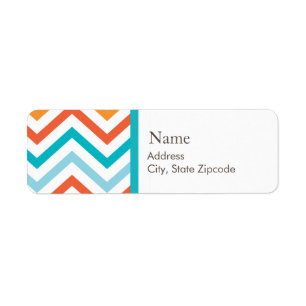 Blue and Orange Chevron Address Label