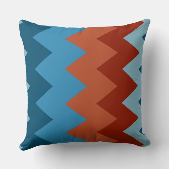 Blue and Orange Chevron Pattern Cushion (Back)