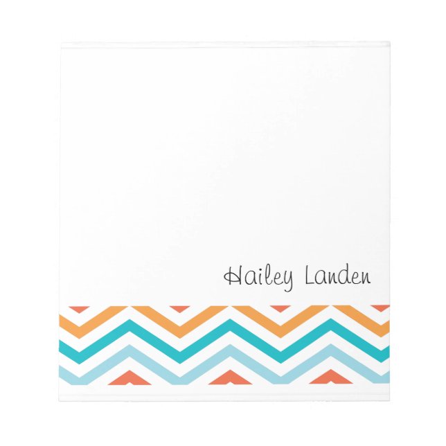 Blue and Orange Chevron  |  Personalised Notepads (Front)