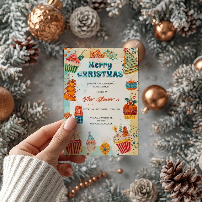  Blue and Orange Christmas Bright Holiday Party  I Invitation (Creator Uploaded)