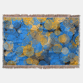 Blue and Orange Concentric Circles Throw Blanket
