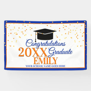 Blue and Orange Congratulations Graduate Banner